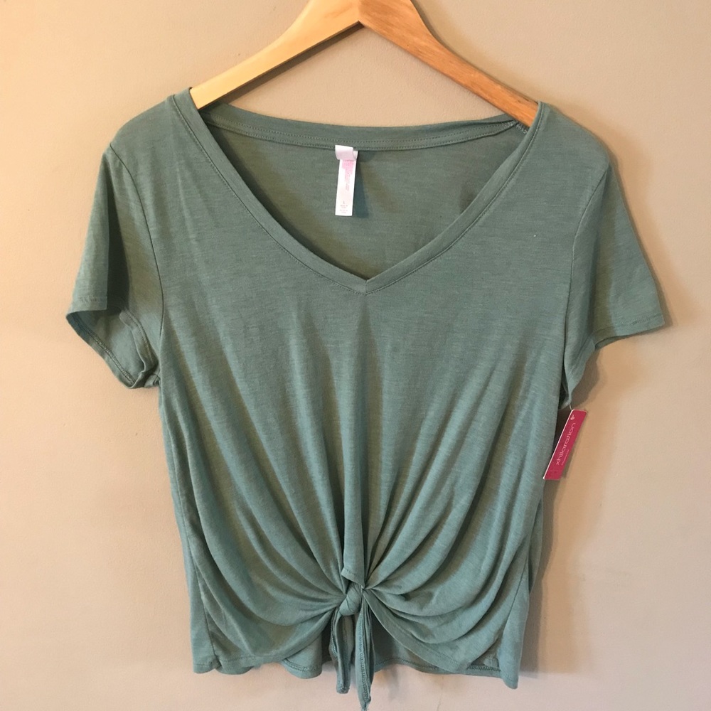 Green Tie Front Shirt